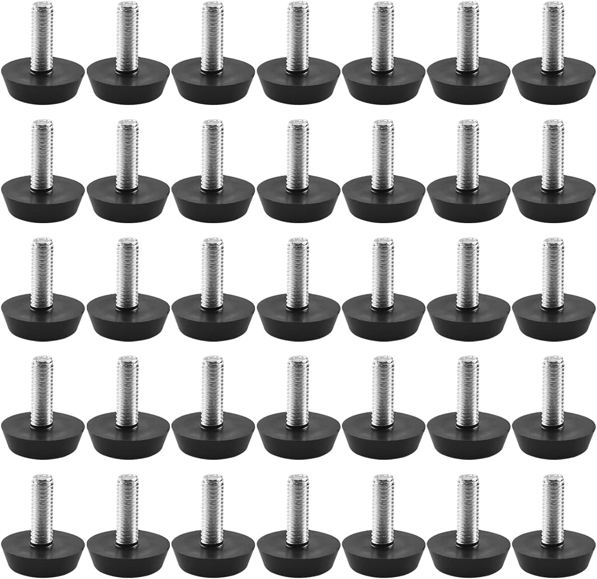 Furniture Glide Leveling Foot 30 Pcs M6 Screw Stainless Steel Djustable Leveler Floor Protector Black Desk Glide Leg Leveler Leveling Foot Adjuster M6x18x24mm for Table Cabinet Leg