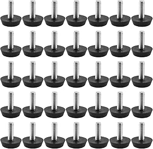 Furniture Glide Leveling Foot 30 Pcs M6 Screw Stainless Steel Djustable Leveler Floor Protector Black Desk Glide Leg Leveler Leveling Foot Adjuster M6x18x24mm for Table Cabinet Leg