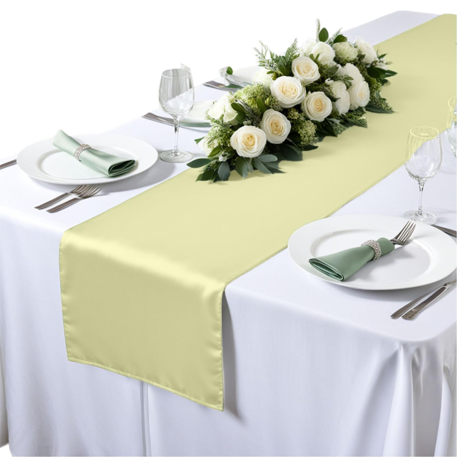 Elegant Event Essentials - Polyester Table Runner - For Spring Party, Wedding, Reception, Banquet, Home Dining Space Christmas Decoration (Ivory, 12 Inch X 108 Inch)
