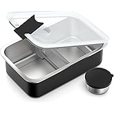 Bakpoco Stainless Steel Bento Lunch Box for Adult, 42oz Leak-Proof Lunch Box Containers, Microwave-Safe, with Adjustable Divider, Convenient Metal Lunchbox for Work, Travel