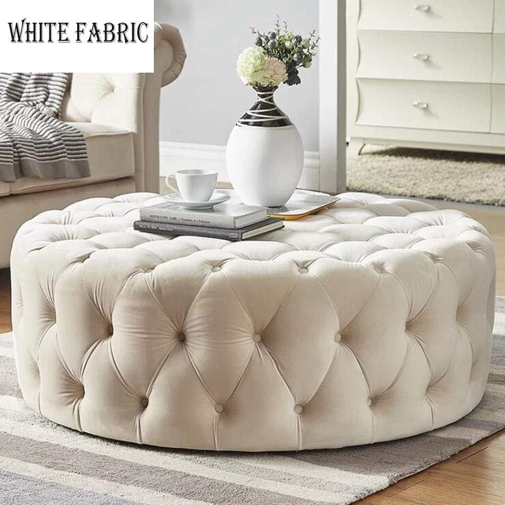 Chairs Ottoman Modern Footstool Home Living Room Bedroom Coffee Table Serving Tables Dressing Sofa Stools Multifunction ZX Furniture (Color : White, Size : 80x80x38cm)