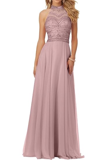 Milano Bride 2018 Herrlich Chiffon Steine Abendkleider Partykleider Abiballkleider A-Linie Rock Lang