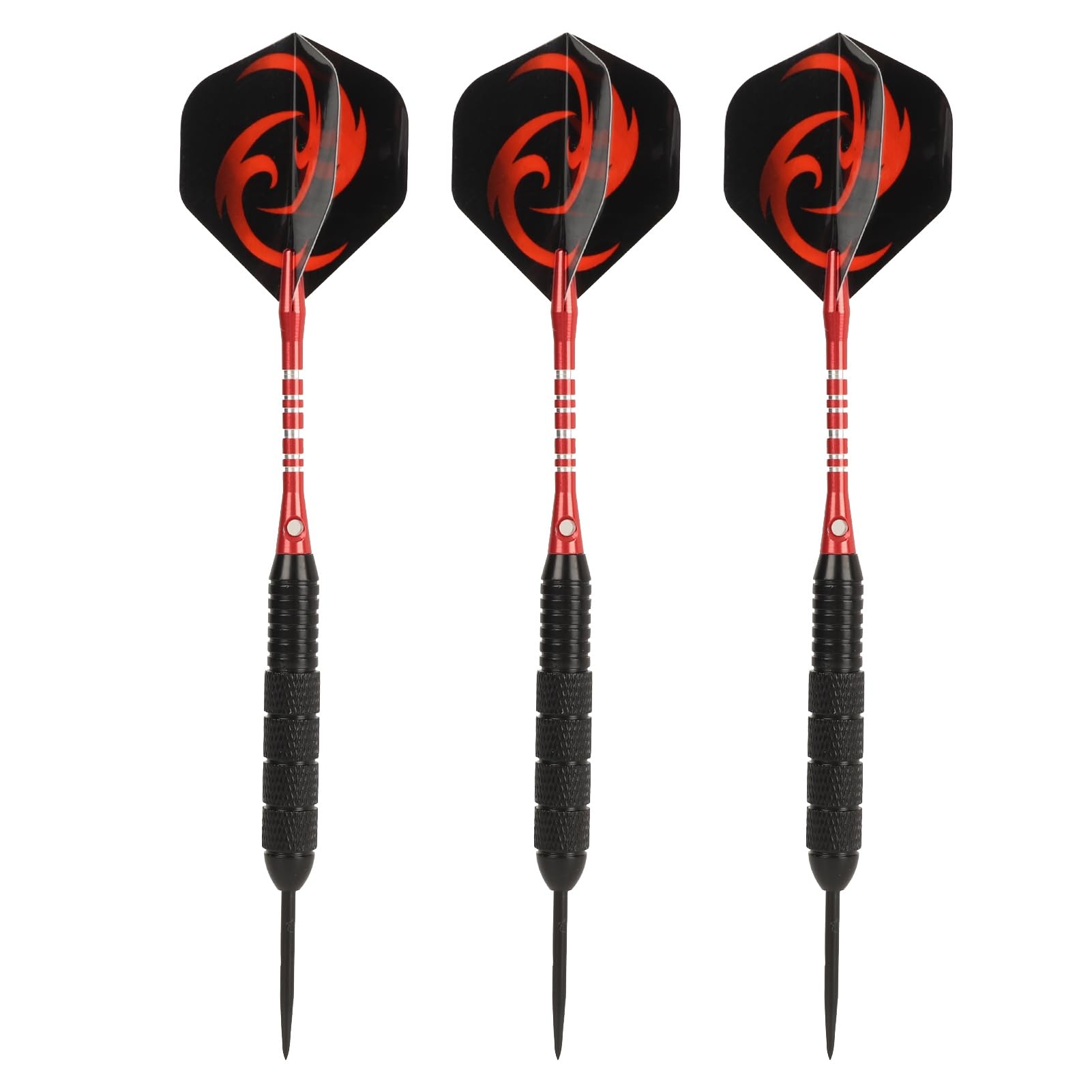 Professional Steel Tip Darts Set with Anti Slip Handle, Tough Tip Material for Easy Assembly, Great Game (Red)