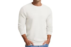 NUOKESASI Men's Crewneck Pullover Sweater Solid Knitted Soft Long Sleeve Casual Sweater