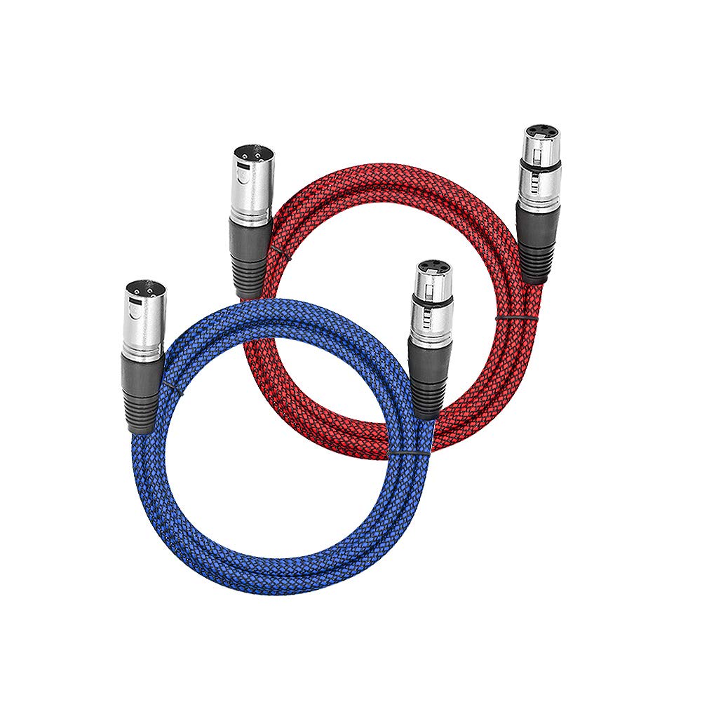 LoongGate Premium XLR Male to Female 3 Pin Plug Nylon Braided Shielded Professional Mic Audio Balanced Cable for Recording Applications,Mixers,Speaker Systems (3m, 2 Pack)