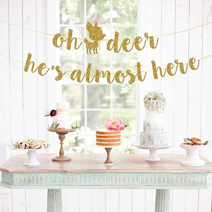 Amazon Com Oh Deer Hes Almost Here Banner Oh Deer Banner Woodland