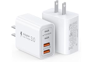 40W USB C Charger Block, 2-Pack Wall Plug Fast Charging Block, 4-Port PD+QC Power Adapter Multiport Cube Brick Type C Box for