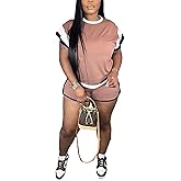 LAJIOJIO Shorts Sets Women 2 Piece Outfits,Casual Loose Short Sleeve Tops Shorts Two Piece Outfits Sweatsuits