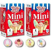 Joy Ice Cream Cones - Pack of 2 - Mini Flat Bottom Cups - With 4 Bonus Ice Cream Stickers - 42 ct Boxes