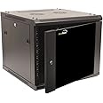 NavePoint 9U Server Cabinet Wall Mount Rack Enclosure Includes 2 Fans, Locking Glass Door, Removable Side Panels – 9U Network Cabinet 23.6” Deep, 19 Inch Server Rack for IT and A/V Equipment