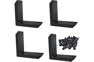 L Bracket,Raised Garden Bed Corner Brackets,Heavy Duty Corner Brace,Stainless Steel Shelf Bracket,Black Large Angle Brackets, Metal Iron Brackets for Wood Aufuga (4x4x2"-20pcs)
