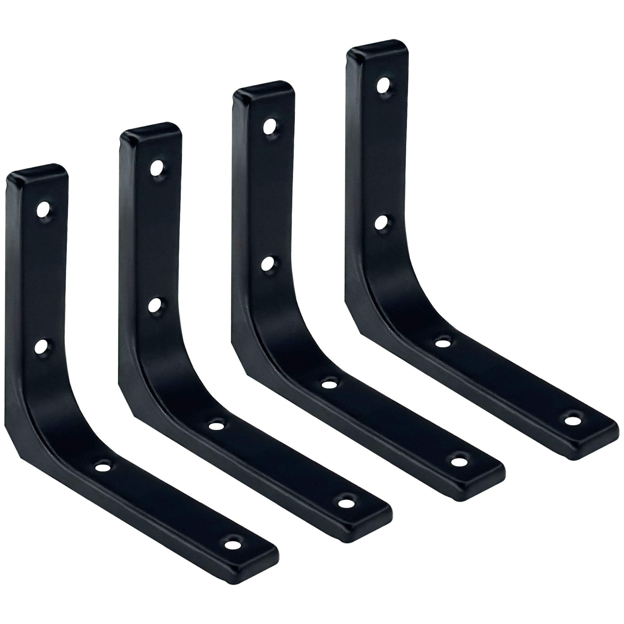 4 PCS Heavy Duty Shelf Bracket,L Shape Right Angle Bracket (Black, 100mm×100mm)