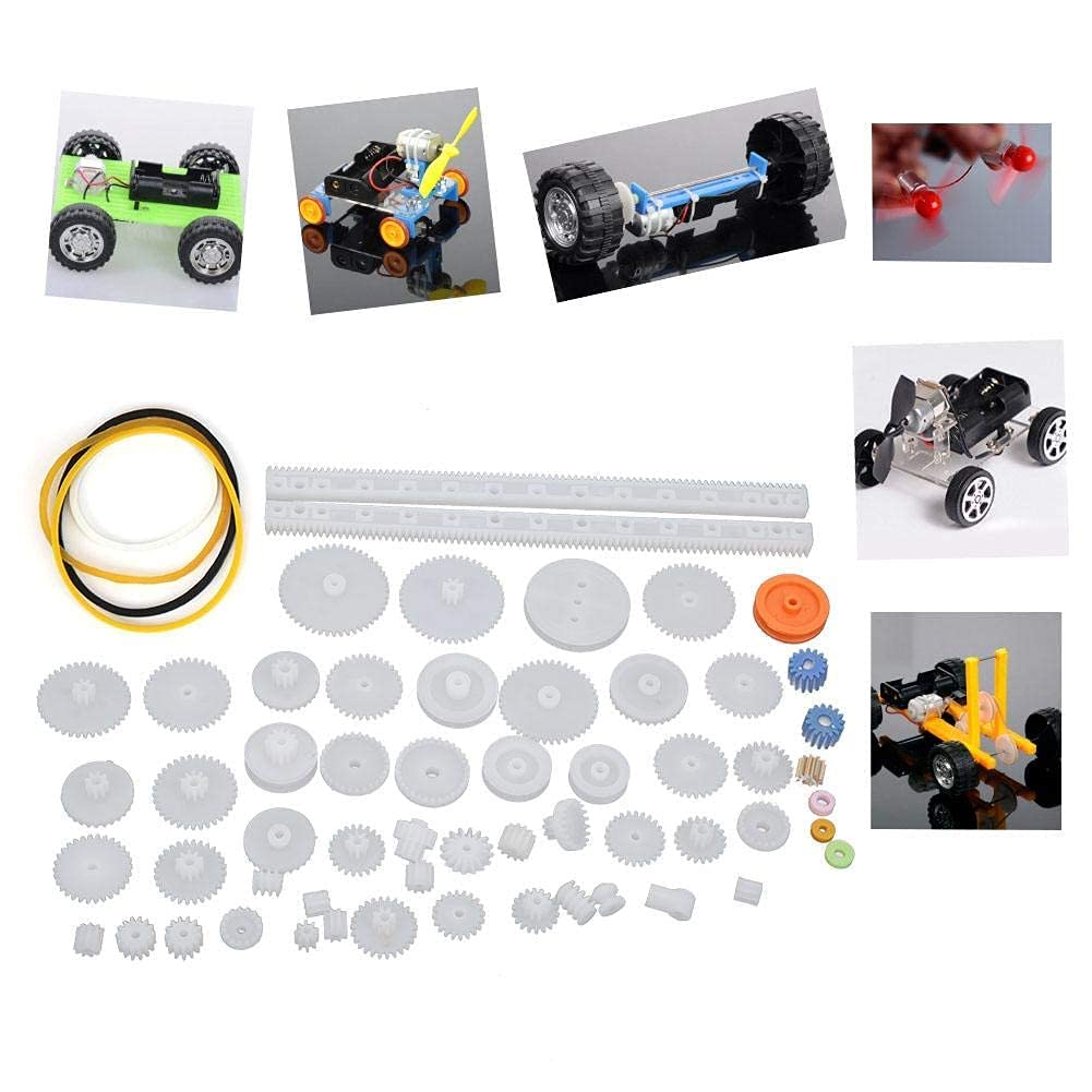 Hztyyier Plastic Gear Belt Pulley Worm Shaft Sleeve Set, 75 Pieces, Robot Motor Car DIY Parts, School Supplies