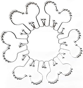 Mrs Awesome Double Glide Shower Curtain Rings Hooks - Rust Proof Polished Nickel Steel Durable Rollers, 12 Piece Set