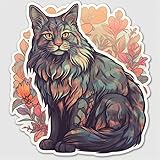 Yoonek Graphics Maine Coon Cat Vinyl Decal Sticker