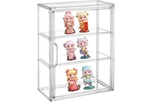 SHANGZHIYI 3 Tier Clear Display Case for Figures, Wall-Mounted Acrylic Storage Organizer Box，Anime Collectibles Display Cabinet，Stackable Display Cabinet with Detachable Shelves and Magnetic Doors