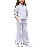Voxikodex Girls Clothes 2 Piece Sweatsuit Set Half Zip Sweatshirt & Pants Fall Winter Outfits for Teen Tween Girls Size 7-14Y