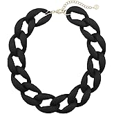 Firstmeet Chunky Acrylic Necklace Smooth Chain Link Cool Statement Choker Cuban Style Jewelry Gift for Women