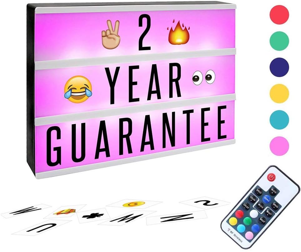 SOMONEY A6 Light Box, Upgraded Wireless Rechargeable Mini Lightbox with Letters, Emoji Card. Multi-Color Changing Light Box with Remote Control for Party, Birthday, Room (Size:5.9x4.3x1.6inch)