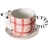 EartAura Unique Koala Coffee Mugs,Funny Coffee Cups,Cute Mugs, Sloth Ceramic Coffee Cup with Saucer, Birthday,Valentine's Gifts for Women,Funny Coworker Office Gifts