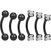 Ocptiy 16G Rook Piercing Jewelry Eyebrow Rings Hypoallergenic Surgical Steel Vertical Lip Labret Belly Snake Eye Tongue Ring Daith Earring Piercing Jewelry for Men Women Curved Barbells 6mm 8mm 10mm
