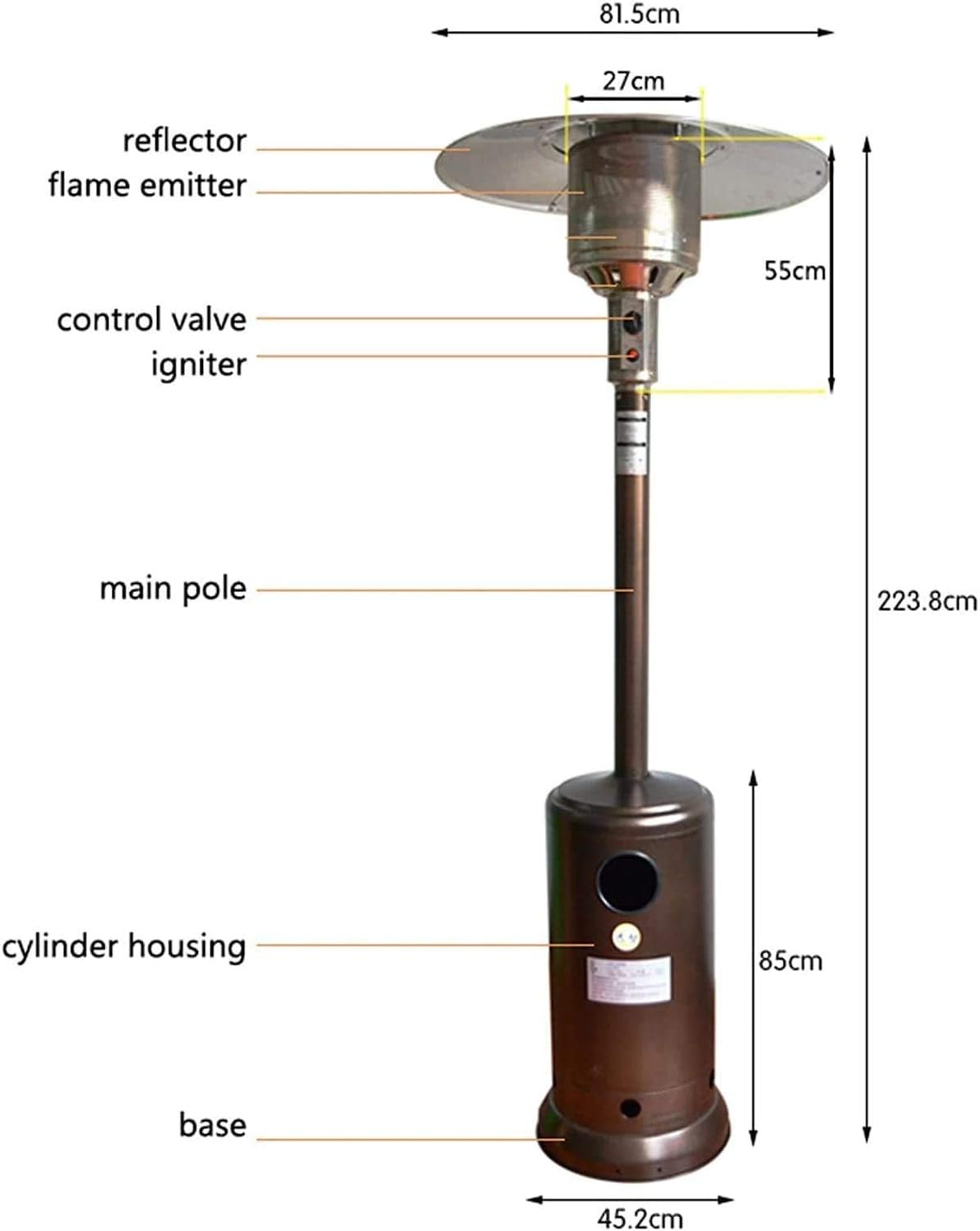 outdoor heaters for patio propane on Patio Heaters Commercial Propane Gas Winter Heater 48000 Btu Floor Standing With Wheels For Bedroom Garden Wedding Party Aarond Portable Outdoor Patio Heater Patio Lawn Garden