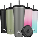 Konokyo 26 OZ Insulated Tumbler with Lid and 2 Straws Stainless Steel Water Bottle Vacuum Travel Mug Coffee Cup,Gray