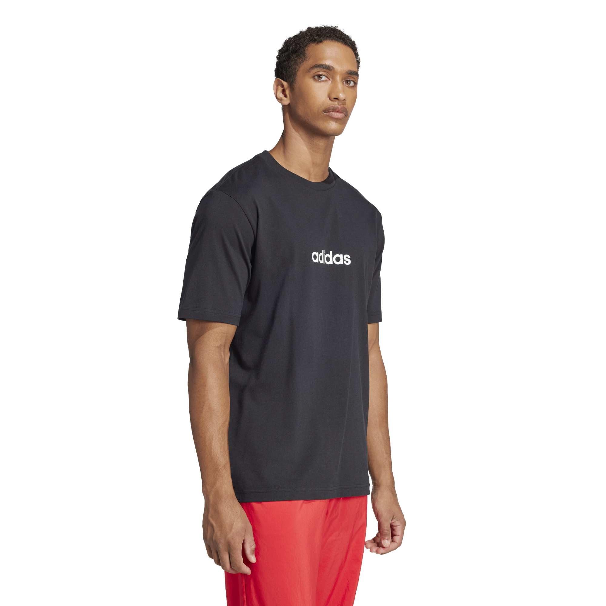 adidas Herren Essentials Linear Single Jersey Shirt, Black/White, XL 5