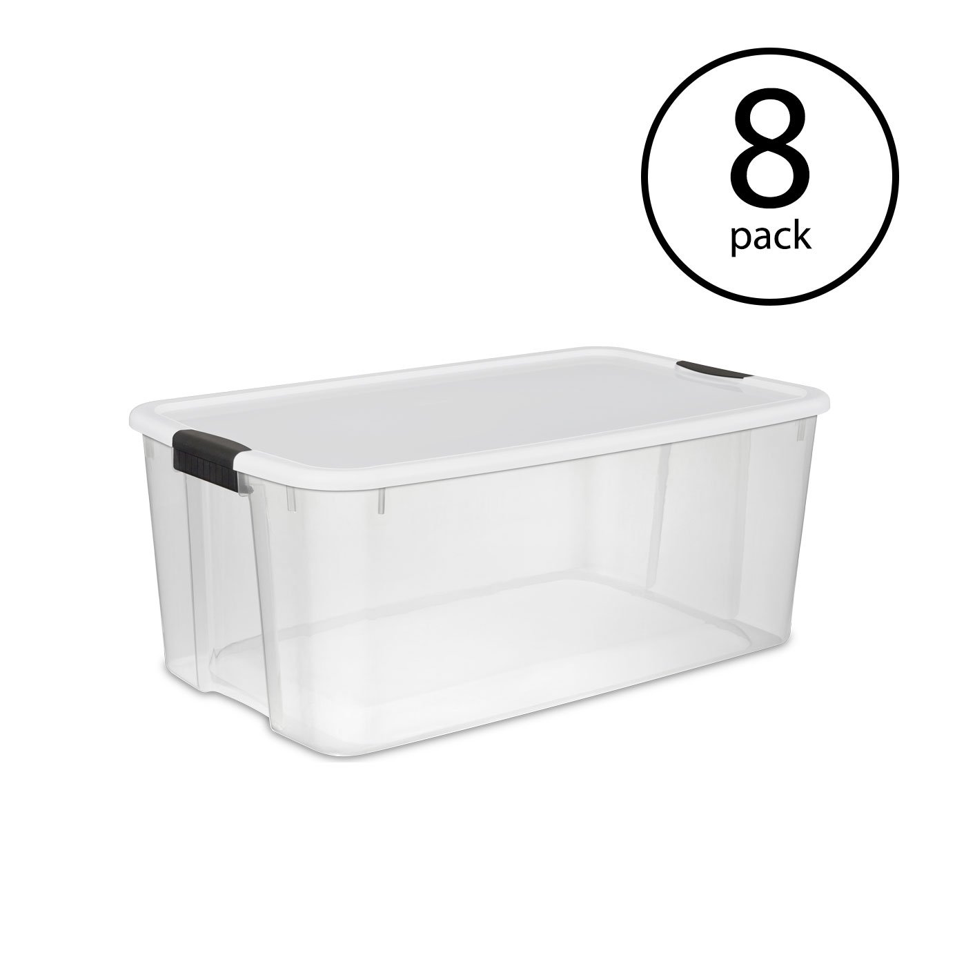 STERILITE 116-Quart Clear Storage Box, 8-Pack