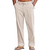 COOFANDY Mens Cotton Linen Pants Casual Drawstring Summer Beach Pants Lightweight Linen Dress Trousers