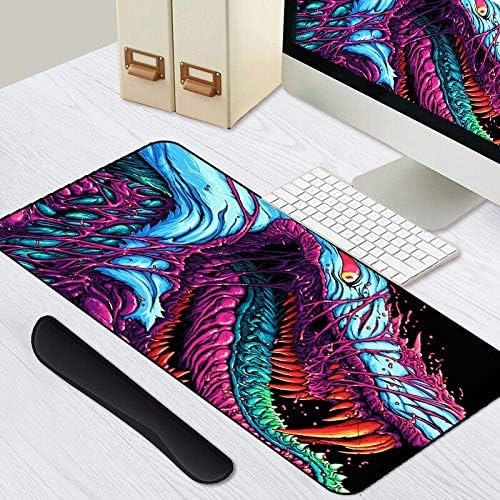 Mouse mat with Game 900x400mm Hyper Beast XL Large Locking Edge Gaming Mouse Pad CS GO Keyboard Rubber Mousepad Wrist Rest Table Computer Mat wrist support (Color : Mat 3 N Wrist Rest)