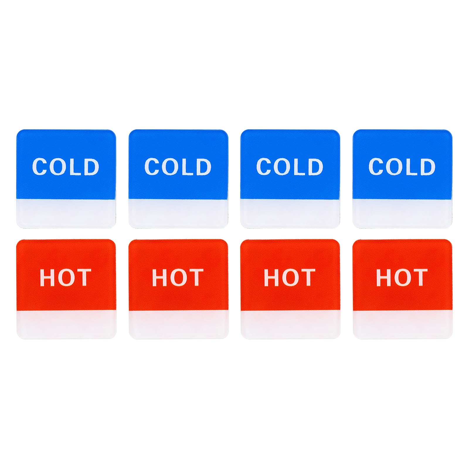 PATIKIL Self Stick Hot/Cold Water Label, 4 Pairs/8 Pack Acrylic Square Shape Sticker Signs for Faucets Sinks, Red/Blue