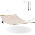 Lazy Daze Hammocks 11 FT Double Outside Hammock Quick Dry Olefin Fabric Hammock with Spreader Bar & Side Pocket for Outdoor Poolside Backyard 450 lbs Capacity, Beige
