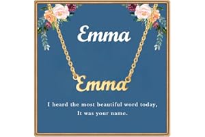 Ldurian Custom Name Necklace Personalized | Name Pendant Necklace Christmas Gifts | 14K Gold Dainty Name Plate Charm Necklaces for Birthday