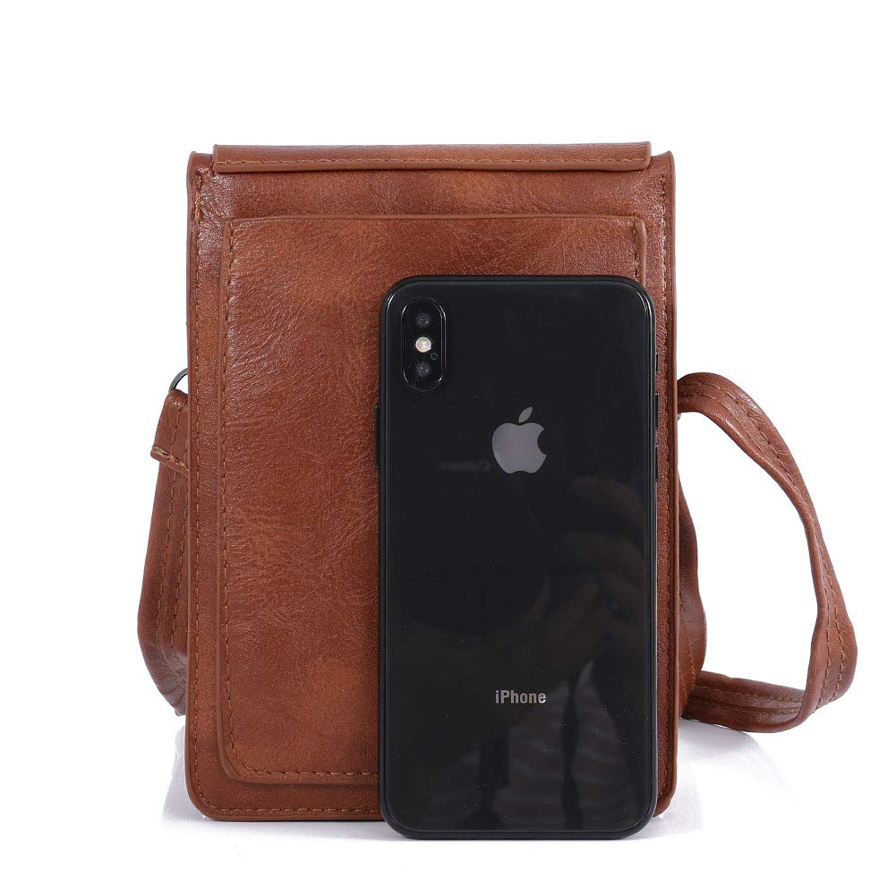 TENXITER Women Hollow Texture Small Crossbody Bags Cell Phone Purse Wallet for Girl (Brown)