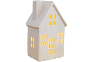 Ceramic Christmas Village Houses, Lighted Christmas Decorations Miniature Landscape Collectible Ceramic Houses for Shelf Tabl