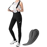 ROCKBROS Cycling Bibs Women with Removable Straps 3D Breathable Padded Bike Pants with Pockets Stretch Tight Cycling Pants