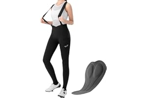 ROCKBROS Cycling Bibs Women with Removable Straps 3D Breathable Padded Bike Pants with Pockets Stretch Tight Cycling Pants