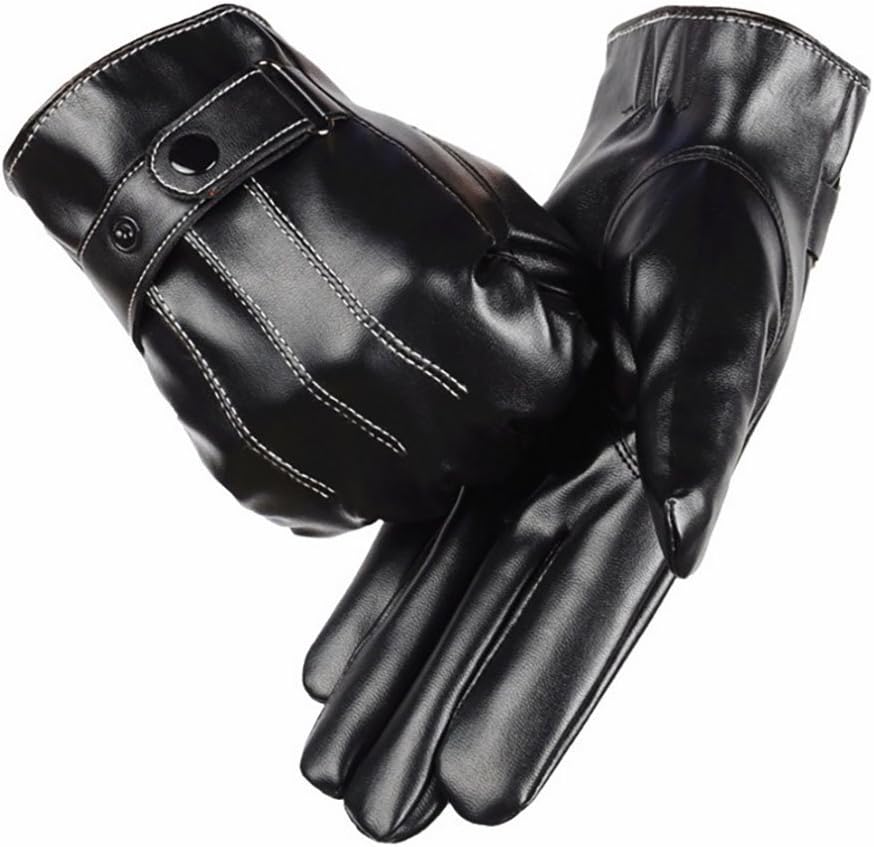 Lojow (Tm) Men’s Elegant Winter PU Leather Gloves (Touchscreen Technology) for work driving and camping (black)
