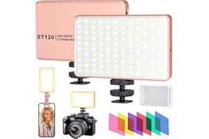 MEIXITOY 120 LED Phone Light, 5000Mah Rechargeable Selfie Light, Video Light with 3 Light Modes, Light for Video Recording, Selfie, TikTok, Vlog, Camera Light for iPhone/iPad/Phone/Camera(Pink)