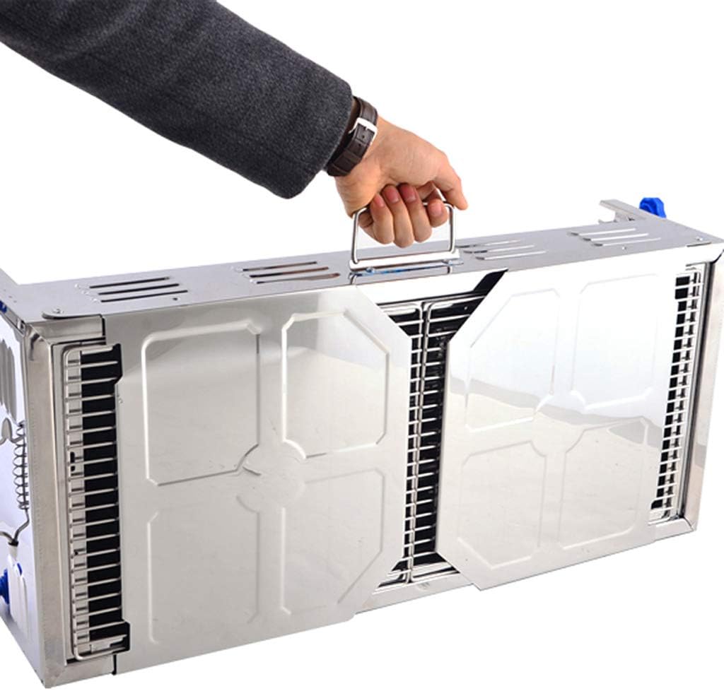 review zaizai BBQ Grill, Stainless Steel Barbecue Grill Smoker Charcoal BBQ, Folding Portable BBQ Charcoal Barbecue Grill,for Camping Picnic,Silver