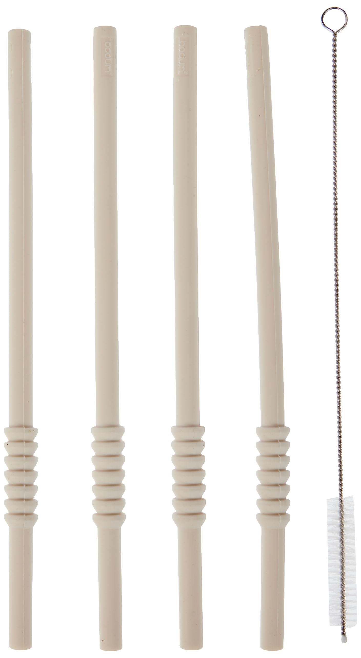 BODUM Bistro K12035-913 Set of 4 Silicone Straws with Stainless Steel Swab