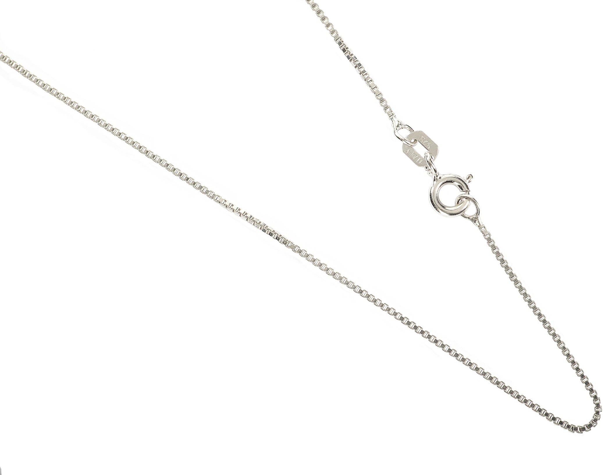 Divine Jewelry Italian Sterling Silver Rhodium-Plated Veneziana Box Chain Necklace