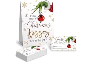 KADIAK How Many Kisses Sign & Game Cards Kit - Christmas Theme Party Game (1 Sign + 50 Cards)
