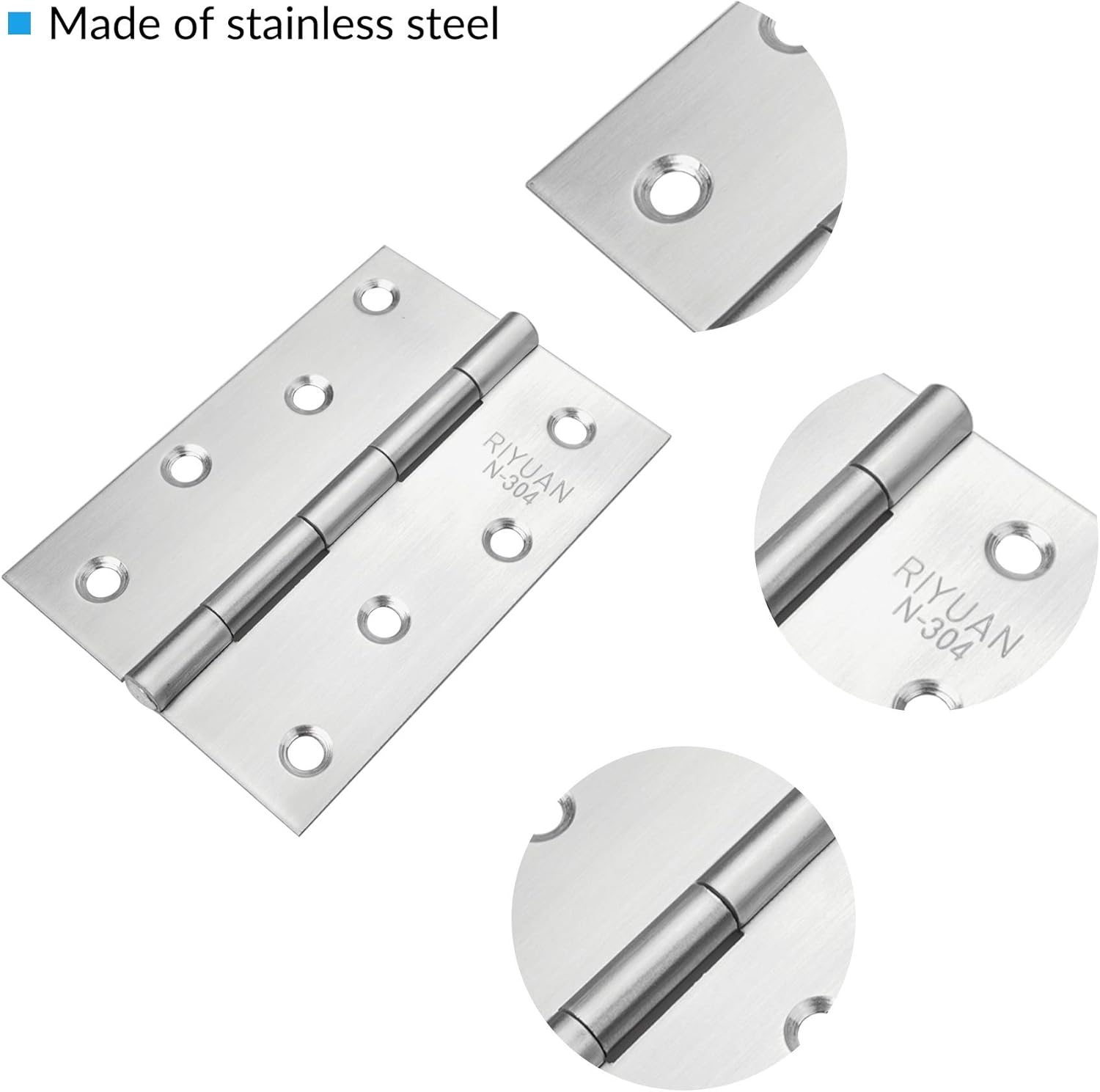 YSDMY 4 Pcs Timber Door Hinges(4Inch),100mm Stainless Steel Garage Goor Hinges, Fold Butt Hinges with Screws and Screwdriver - Image 4