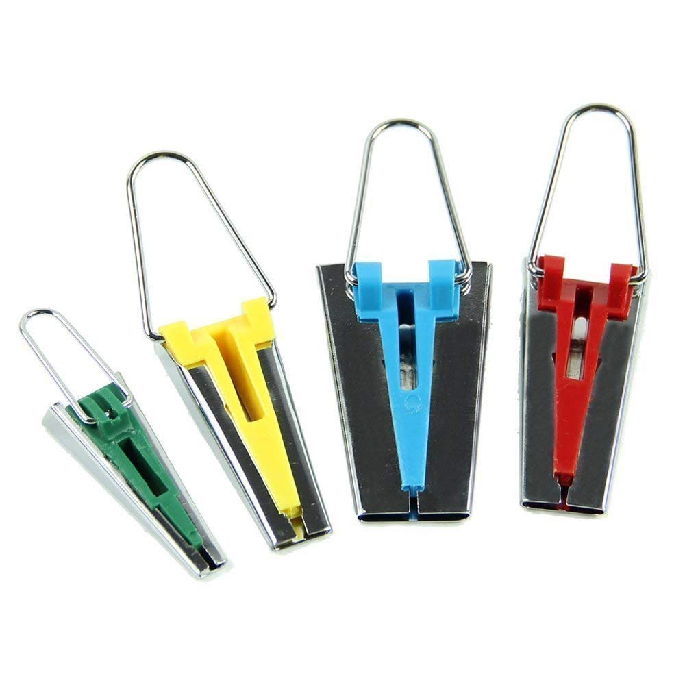 AKORD Set of 4 Size Fabric Bias Tape Maker Tool 6mm 12mm 18mm 25mm Sewing Quilting, Metal, Multi-Colour, 5 x 1.5 x 1.5 cm