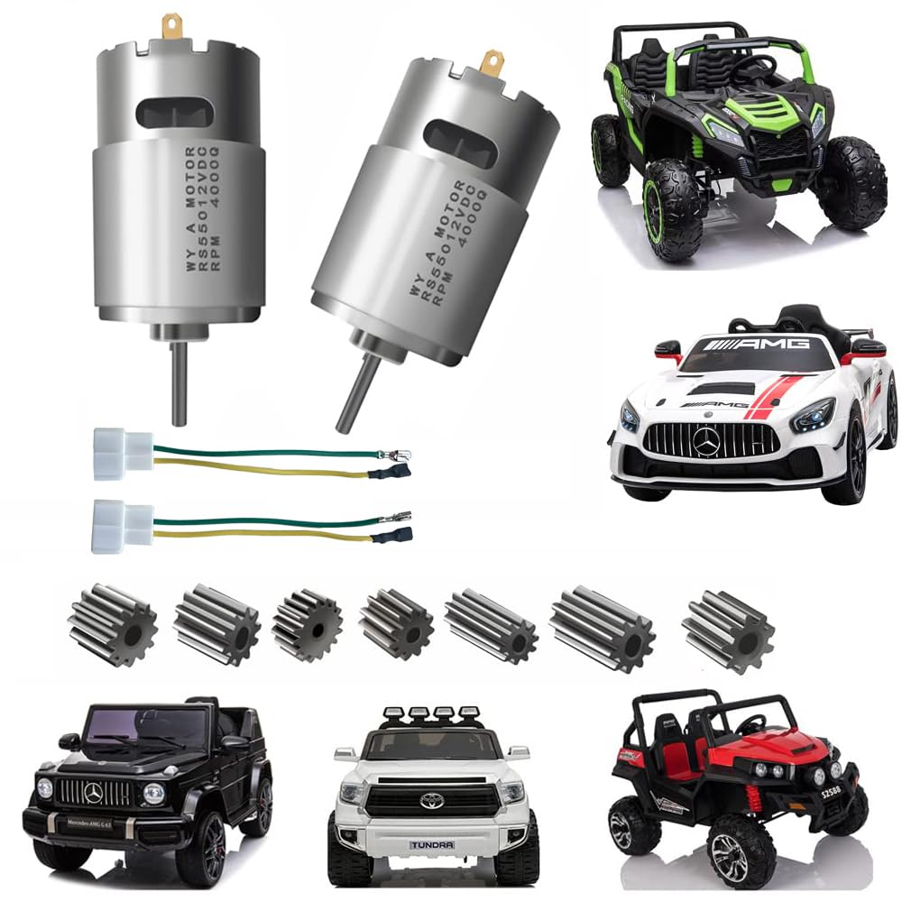 2Pcs 12 Volt RS550 40000RPM Motor for Kids Electric Ride On Car Upgrade,High Speed Ride On Motor Gearbox Accessories for 12V Electric Motor Bike Replacement Parts