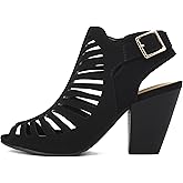 Soda Shaky ~ Women Open Toe High Cone Heel Gladiator Sandal with Adjustable Ankle Strap