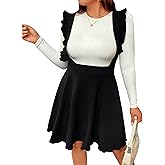 YOINS Women's Suspender Skirt Basic High Waist Versatile Flared Skater Skirt