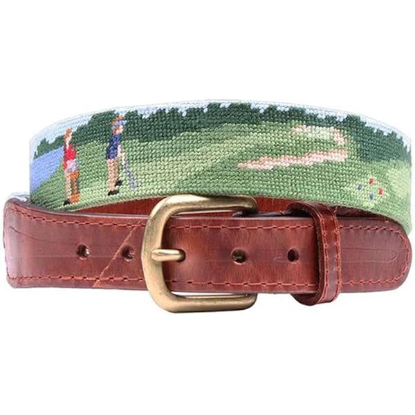 Smathers & Branson Golfer's Life Needlepoint Belt in Blue at